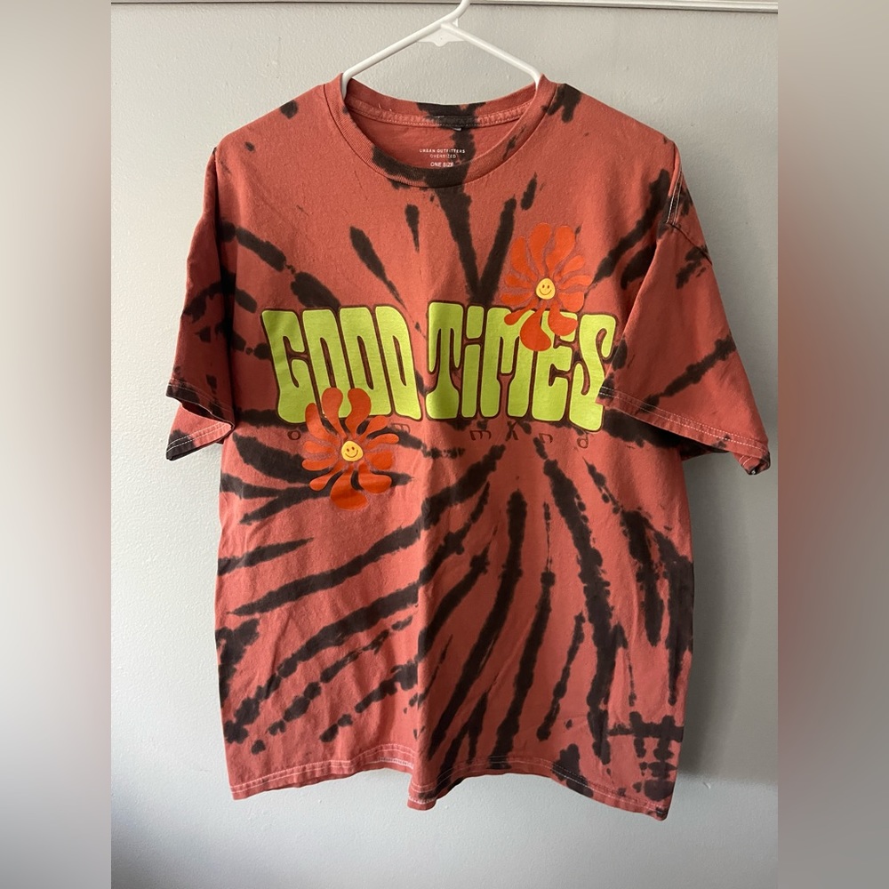 Urban Outfitters oversized tie dye Tshirt in tannish black with Good Times